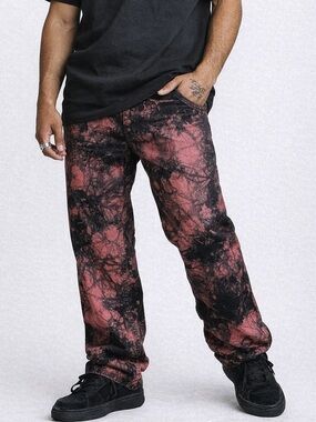 Market X My Chemical Romance Tie Dye jeans Red Black grunge y2K Size 34 NWOT